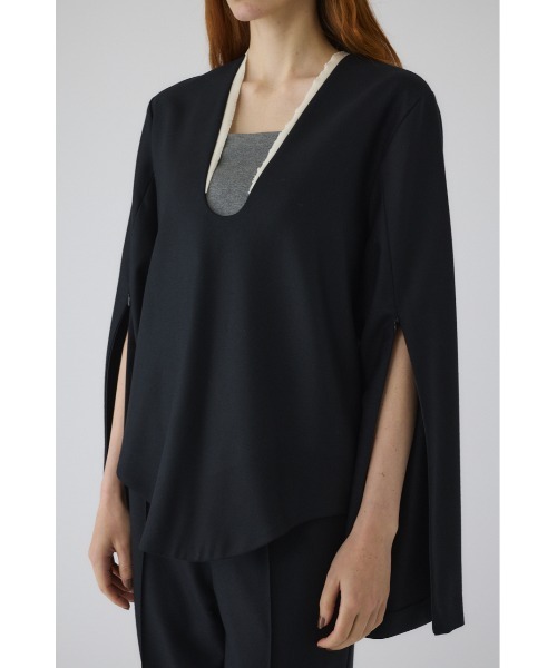 RIM.ARK（リムアーク）の「Wool saxony U curve tops ウールサキソニーユーカーブトップス（シャツ/ブラウス・レディース・ブラック/グレー・FREE）」の7枚目の写真