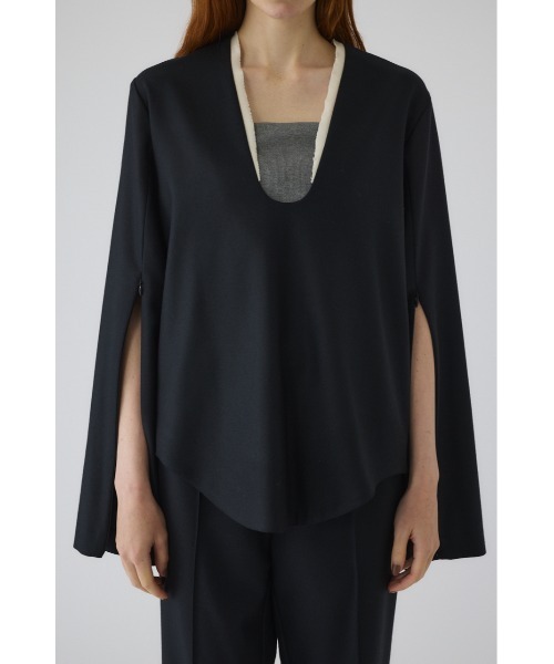 RIM.ARK（リムアーク）の「Wool saxony U curve tops ウールサキソニーユーカーブトップス（シャツ/ブラウス・レディース・ブラック/グレー・FREE）」の8枚目の写真