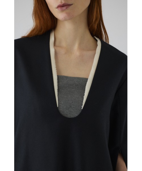 RIM.ARK（リムアーク）の「Wool saxony U curve tops ウールサキソニーユーカーブトップス（シャツ/ブラウス・レディース・ブラック/グレー・FREE）」の9枚目の写真