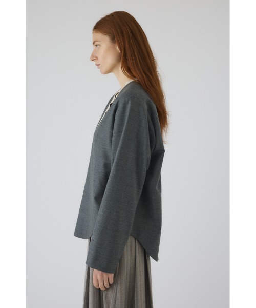RIM.ARK（リムアーク）の「Wool saxony U curve tops ウールサキソニーユーカーブトップス（シャツ/ブラウス・レディース・ブラック/グレー・FREE）」の22枚目の写真