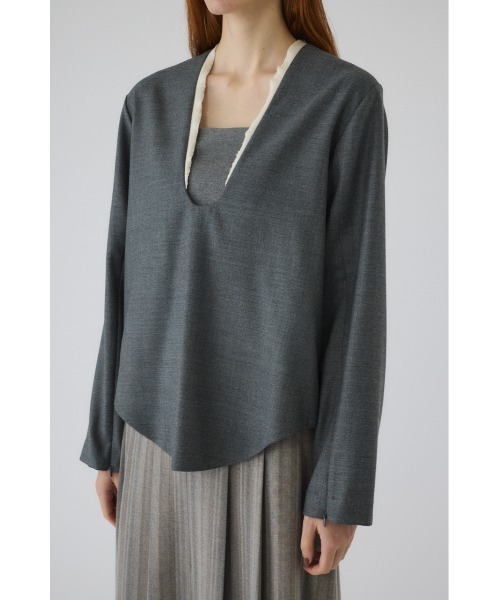 RIM.ARK（リムアーク）の「Wool saxony U curve tops ウールサキソニーユーカーブトップス（シャツ/ブラウス・レディース・ブラック/グレー・FREE）」の20枚目の写真