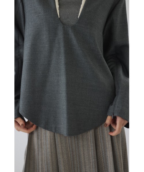 RIM.ARK（リムアーク）の「Wool saxony U curve tops ウールサキソニーユーカーブトップス（シャツ/ブラウス・レディース・ブラック/グレー・FREE）」の16枚目の写真