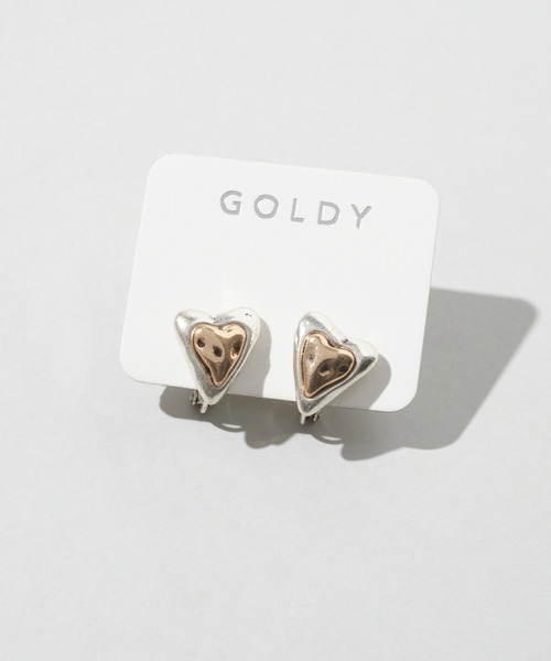 GOLDY(ゴールディ)の「ヴィンテージ レイヤード ハート イヤリング(イヤリング・レディース・シルバー×ゴールド/ゴールド/シルバー・FREE)」の13枚目の写真