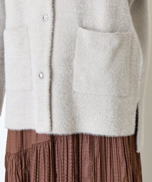 【 Jena espace merveilleux 】 シャギージャケット Wフェイスシャギージャケット（ノーカラージャケット）｜Jena