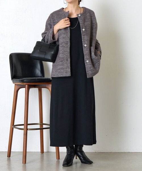 【 Jena espace merveilleux 】 シャギージャケット Wフェイスシャギージャケット（ノーカラージャケット）｜Jena