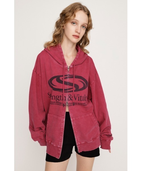 SLY（スライ）の「PRINT OVER HOODIE プリント オーバー フーディ パーカー 秋服（パーカー・レディース・レッド系その他/ブラック/ホワイト系その他2/ライトブラック・FREE）」の6枚目の写真