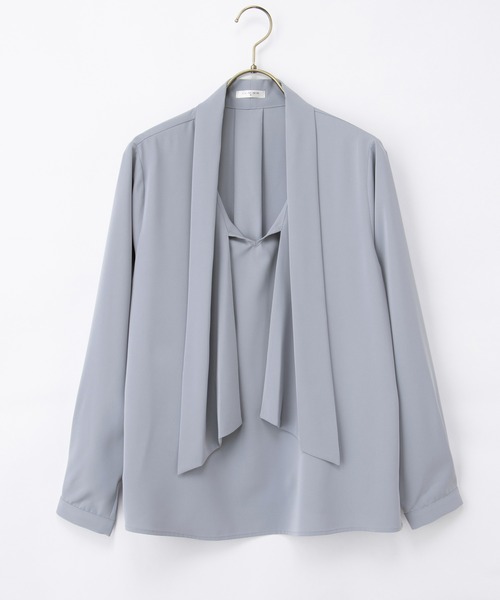 Honeys（ハニーズ）の「【WEB限定／褒められ】パールリング付きボウタイブラウス（シャツ/ブラウス・レディース・ピンク/グレイッシュブルー/グレイッシュベージュ/ブラック/アイボリー・LL/3L/S/M/L）」の12枚目の写真