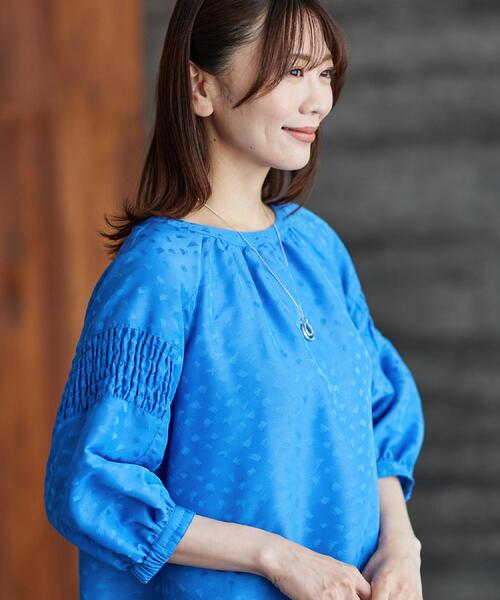 セール】【一枚で着映える◎】レオパード風ジャカードブラウス（シャツ