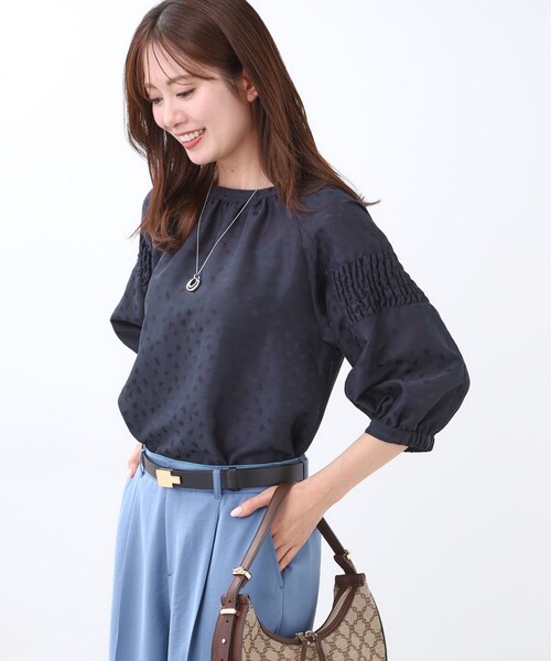 セール】【一枚で着映える◎】レオパード風ジャカードブラウス（シャツ