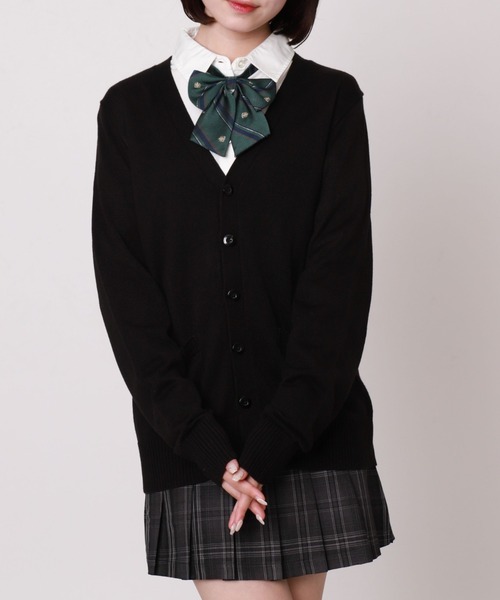 WEGO（ウィゴー）の「WEGO/ベーシックニットカーディガン（カーディガン/ボレロ・レディース・杢グレー/ブラック/ネイビー/ダークグレー/ライトピンク/ベージュ/オフホワイト/ワイン/ブラウン・LARGE/X-LARGE/MEDIUM）」の3枚目の写真