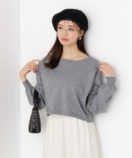 PROPORTION BODY DRESSING(プロポーションボディドレッシング)の「<ハンドウォッシャブル>ダイヤ柄短丈ニット / 1215270919(ニット/セーター・レディース・グレー系その他/ベージュ/ブラウン系その他/ブルー・FREE)」の6枚目の写真