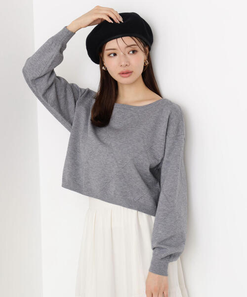 PROPORTION BODY DRESSING(プロポーションボディドレッシング)の「<ハンドウォッシャブル>ダイヤ柄短丈ニット / 1215270919(ニット/セーター・レディース・グレー系その他/ベージュ/ブラウン系その他/ブルー・FREE)」の8枚目の写真