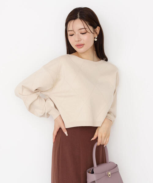 PROPORTION BODY DRESSING(プロポーションボディドレッシング)の「<ハンドウォッシャブル>ダイヤ柄短丈ニット / 1215270919(ニット/セーター・レディース・グレー系その他/ベージュ/ブラウン系その他/ブルー・FREE)」の13枚目の写真