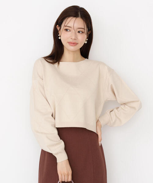 PROPORTION BODY DRESSING(プロポーションボディドレッシング)の「<ハンドウォッシャブル>ダイヤ柄短丈ニット / 1215270919(ニット/セーター・レディース・グレー系その他/ベージュ/ブラウン系その他/ブルー・FREE)」の17枚目の写真