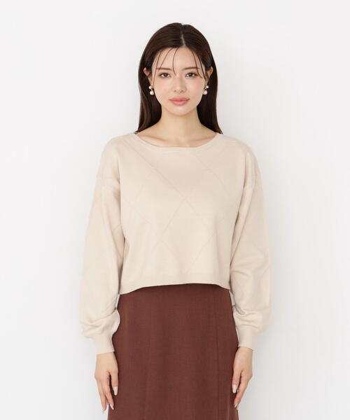 PROPORTION BODY DRESSING(プロポーションボディドレッシング)の「<ハンドウォッシャブル>ダイヤ柄短丈ニット / 1215270919(ニット/セーター・レディース・グレー系その他/ベージュ/ブラウン系その他/ブルー・FREE)」の18枚目の写真