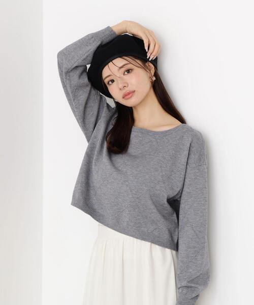 PROPORTION BODY DRESSING(プロポーションボディドレッシング)の「<ハンドウォッシャブル>ダイヤ柄短丈ニット / 1215270919(ニット/セーター・レディース・グレー系その他/ベージュ/ブラウン系その他/ブルー・FREE)」の1枚目の写真