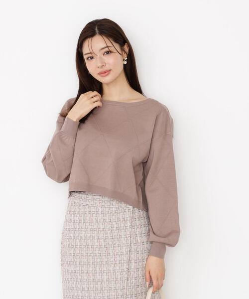 PROPORTION BODY DRESSING(プロポーションボディドレッシング)の「<ハンドウォッシャブル>ダイヤ柄短丈ニット / 1215270919(ニット/セーター・レディース・グレー系その他/ベージュ/ブラウン系その他/ブルー・FREE)」の2枚目の写真