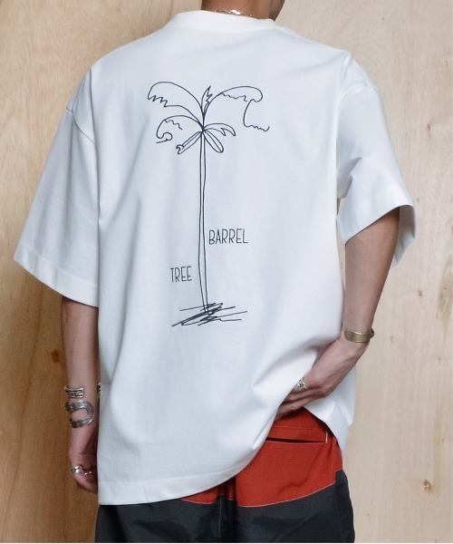 SUNNY SMITH】ウルトラヘビーオンスヤシの木柄両面刺繍Tシャツ(CP