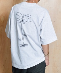 【SUNNY SMITH】ウルトラヘビーオンスヤシの木柄両面刺繍Tシャツ(CP)