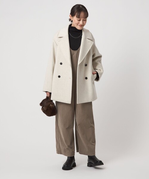 green label relaxing（グリーンレーベルリラクシング）の「オルマイ コール ジャージー オールインワン マシンウォッシャブル ストレッチ（つなぎ/オールインワン・レディース・ブラック/モカ/ベージュ・38/36）」の6枚目の写真