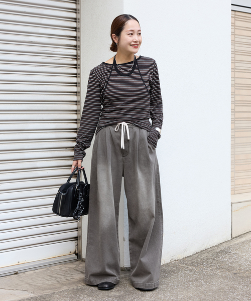 JOURNAL STANDARD（ジャーナルスタンダード）の「2タックデニムイージーパンツ（デニムパンツ・レディース・チャコールグレー/ブルー・36/38）」の4枚目の写真