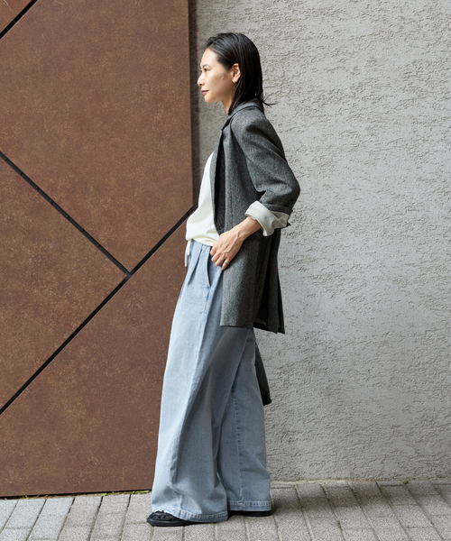 JOURNAL STANDARD（ジャーナルスタンダード）の「2タックデニムイージーパンツ（デニムパンツ・レディース・チャコールグレー/ブルー・36/38）」の6枚目の写真