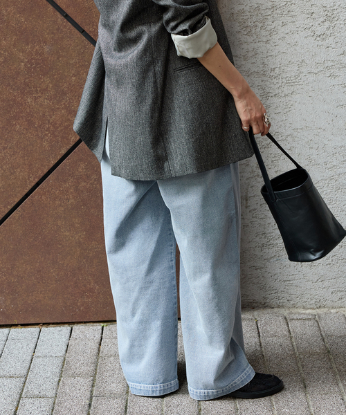 JOURNAL STANDARD（ジャーナルスタンダード）の「2タックデニムイージーパンツ（デニムパンツ・レディース・チャコールグレー/ブルー・36/38）」の9枚目の写真