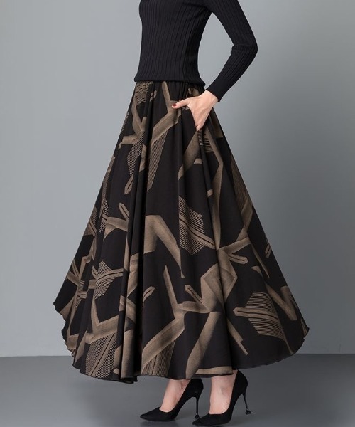 セール】アソート幾何学プリントフレアスカート（スカート）｜cammie