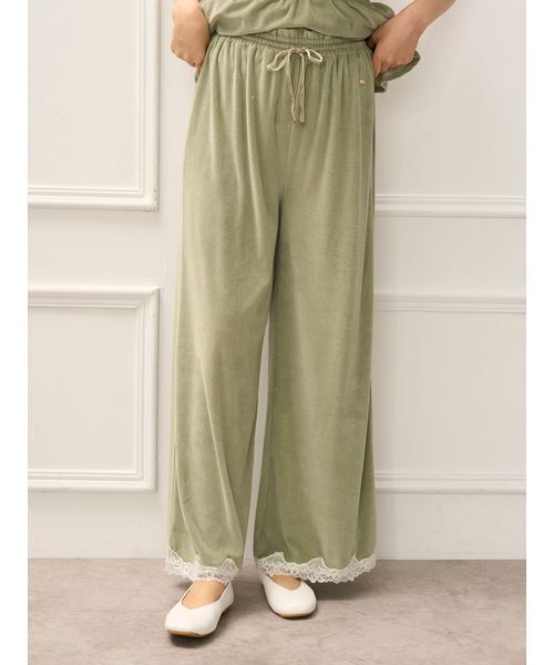 MUCHA】ベロア×レースロングパンツ MUCHA】ベロア×レースカップイン