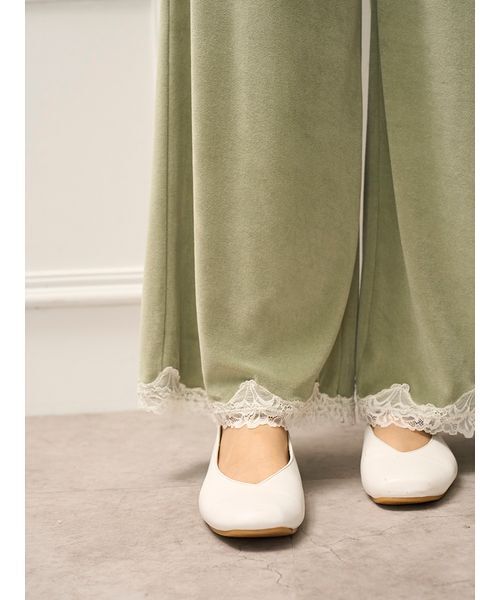 セール】【MUCHA】ベロア×レースロングパンツ（ルームウェア/パジャマ