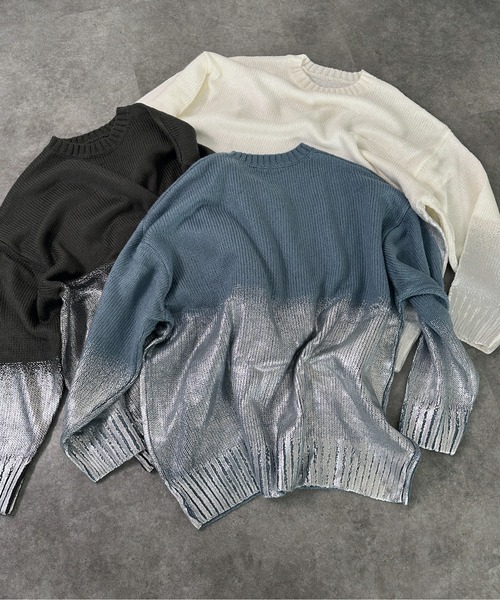 セール】【jiasecond.】箔プリントオーバーニット / トップス プル