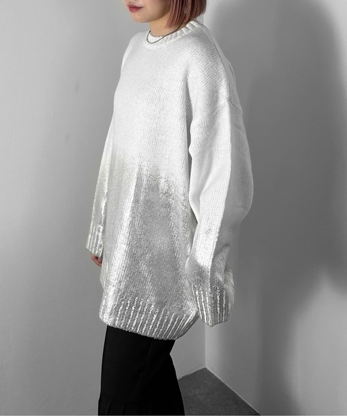 セール】【jiasecond.】箔プリントオーバーニット / トップス プル