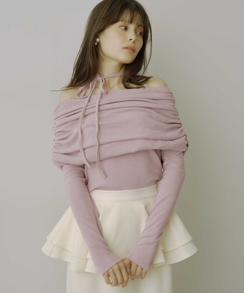 HEIREN(ヘイレーン)の「【HEIREN】チョーカーオフショルトップス(Tシャツ/カットソー・レディース・グレー/ブルー/ピンク・FREE)」の17枚目の写真