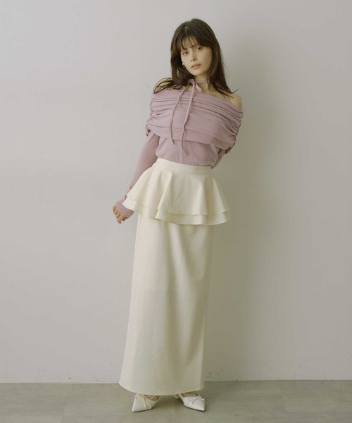 HEIREN(ヘイレーン)の「【HEIREN】チョーカーオフショルトップス(Tシャツ/カットソー・レディース・グレー/ブルー/ピンク・FREE)」の21枚目の写真