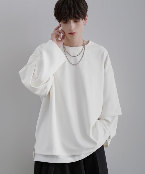 19FW ダブルレイヤードカットソー 長袖 S ダスト レーヨン シルク 19FW