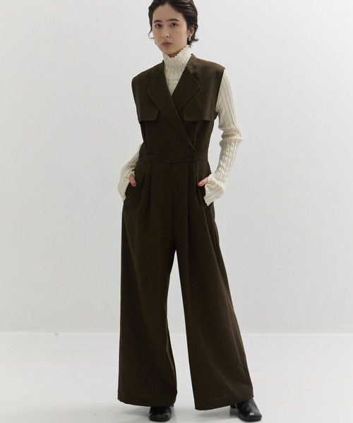 STUDIOUS(ステュディオス)の「【STUDIOUS/ステュディオス】トレンチデザインオールインワン(つなぎ/オールインワン・レディース・ブラック/カーキ・1/2)」の4枚目の写真