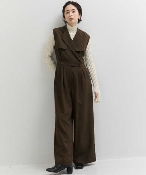 STUDIOUS(ステュディオス)の「【STUDIOUS/ステュディオス】トレンチデザインオールインワン(つなぎ/オールインワン・レディース・ブラック/カーキ・1/2)」の5枚目の写真