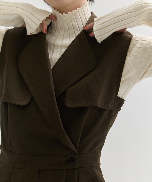 STUDIOUS(ステュディオス)の「【STUDIOUS/ステュディオス】トレンチデザインオールインワン(つなぎ/オールインワン・レディース・ブラック/カーキ・1/2)」の12枚目の写真