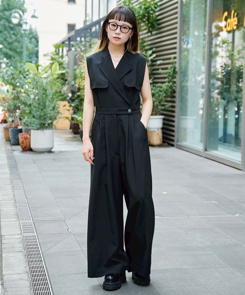 STUDIOUS(ステュディオス)の「【STUDIOUS/ステュディオス】トレンチデザインオールインワン(つなぎ/オールインワン・レディース・ブラック/カーキ・1/2)」の3枚目の写真