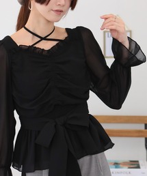 コムデギャルソン リボン シアートップス ブラウス フロントリボンシアーBL|RETRO GIRL | RETRO GIRL ONLINE STORE