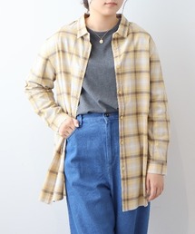 【L～5L 大きいサイズ】オンブレーチェックバックシャンソフトネルシャツ