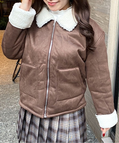 Mejoul（メジュール）の「フェイクムートン 裏ボアジップブルゾン（ブルゾン・レディース・キャメル/ブラウン・L/M）」の14枚目の写真