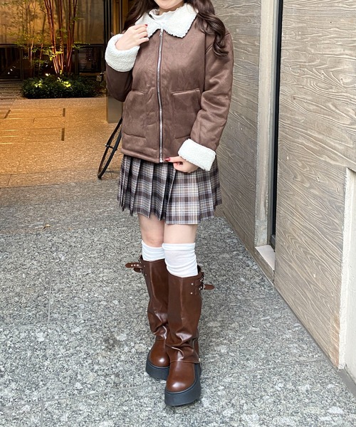 Mejoul（メジュール）の「フェイクムートン 裏ボアジップブルゾン（ブルゾン・レディース・キャメル/ブラウン・L/M）」の13枚目の写真