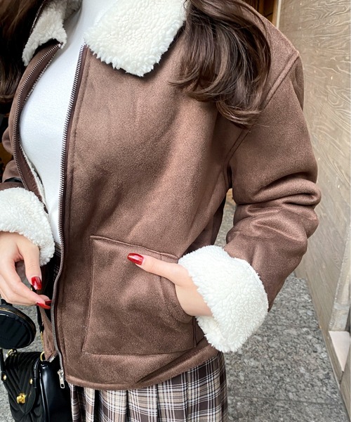 Mejoul（メジュール）の「フェイクムートン 裏ボアジップブルゾン（ブルゾン・レディース・キャメル/ブラウン・L/M）」の20枚目の写真