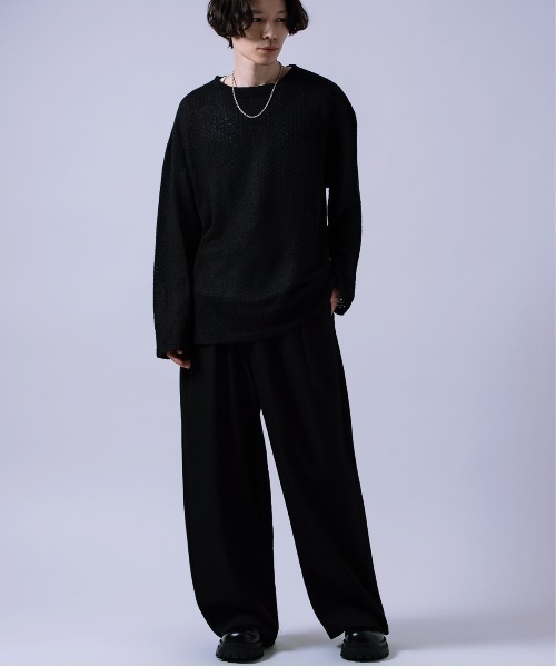Crownor（クラウノアー）の「ニット カットソー（Tシャツ/カットソー・メンズ・アイボリー/グリーン/テラコッタ/ブラック/ブラウン・SMALL/MEDIUM/LARGE）」の15枚目の写真