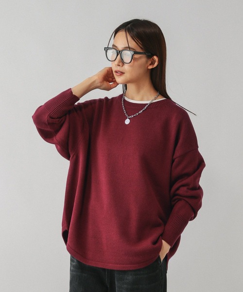 GLOBAL WORK（グローバルワーク）の「毛玉になりにくいドルマン/494139（ニット/セーター・レディース・ワインレッド/グレー/アイボリー/ブラック/ピンク系その他4/グリーン系その他3/ブラウン・REGULAR/SHORT）」の7枚目の写真