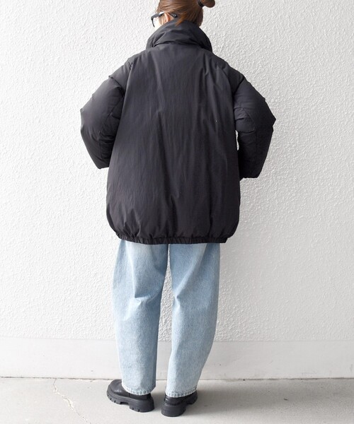 SHIPS any: ナイロン スタンドカラー ダウン コクーン コート（ダウン