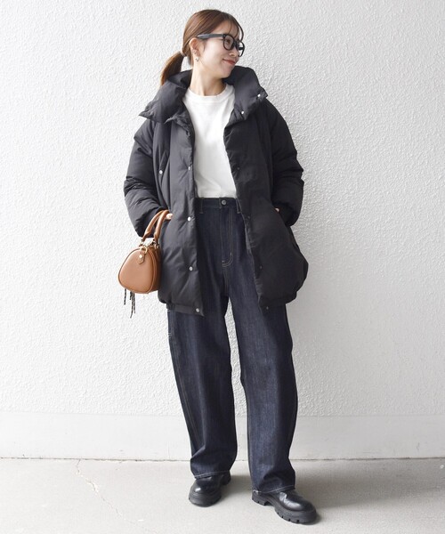 SHIPS any: ナイロン スタンドカラー ダウン コクーン コート（ダウン