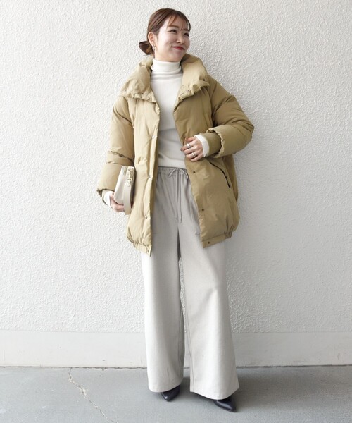 SHIPS any: ナイロン スタンドカラー ダウン コクーン コート（ダウン