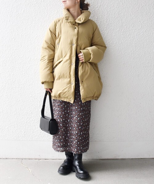 SHIPS any: ナイロン スタンドカラー ダウン コクーン コート（ダウン